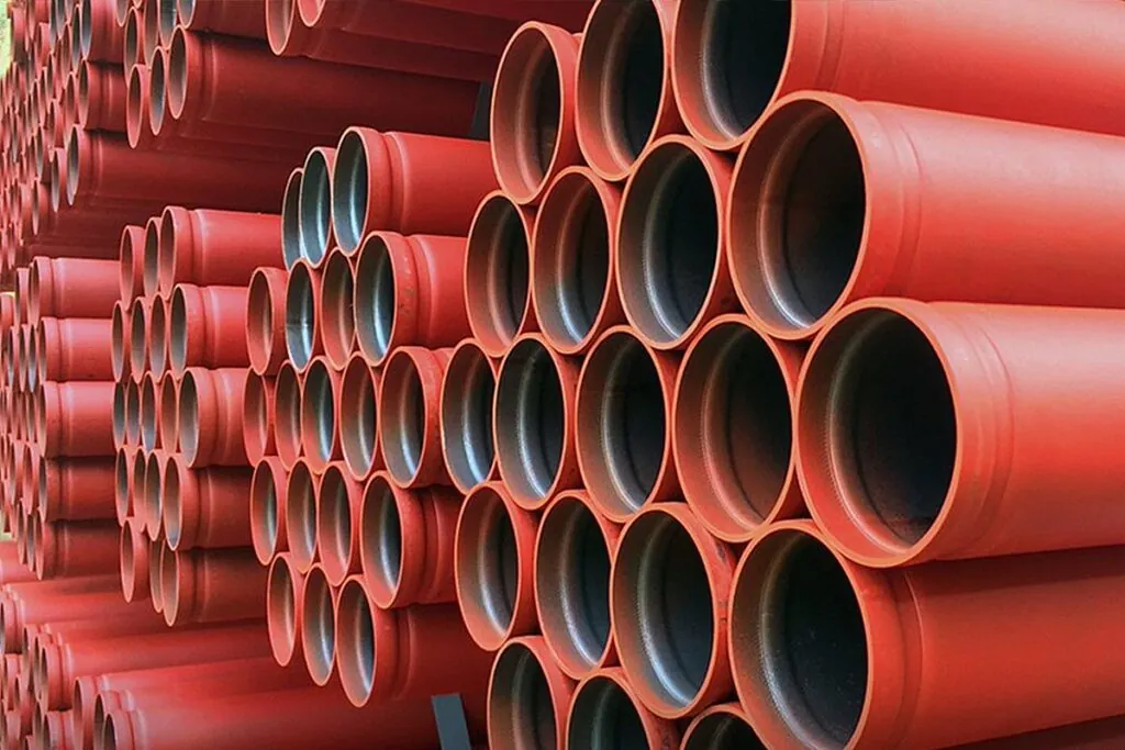Stacked steel pipes